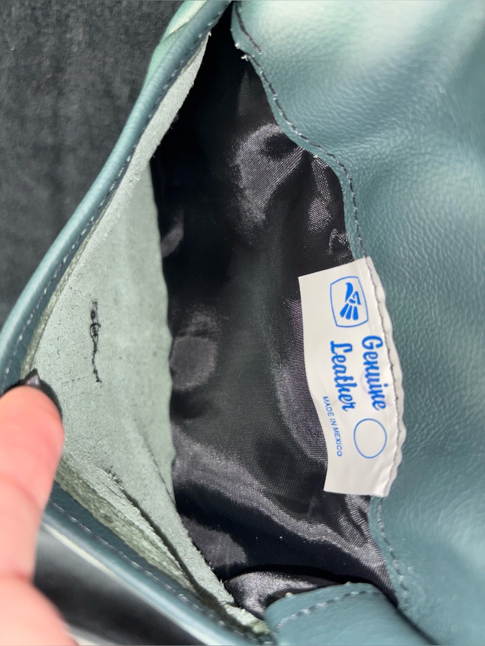 Genuine Leather Teal Crossbody Chest Sling Bag Made in Mexico - Picture 10 of 16